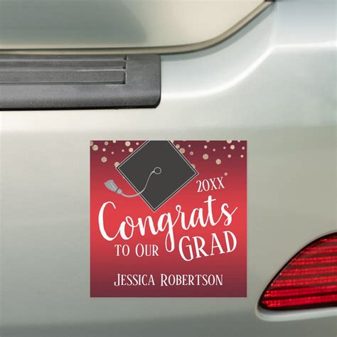 Congrats To Our Grad Class Of 2021 Red Car Magnet Zazzle