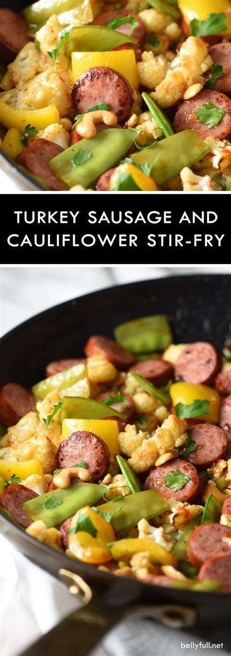 Add tomatoes and bell pepper; This Turkey Sausage and Cauliflower Stir-Fry is a simple ...