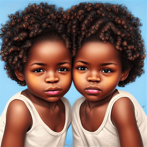8k Beautiful Melanin Realistic Portrait Of African American Twins