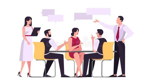 Discussion And Brainstorming In Team Concept Illustration Stock Vector