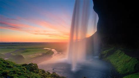 Amazing Beautiful Landscape Nature Sky Clouds Sunset Waterfall