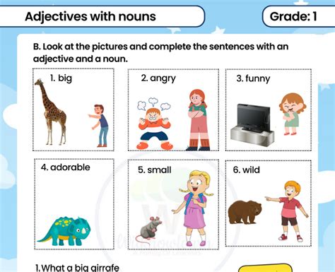 3 Pages Free Printable Adjective Worksheets For Class 1 Pdf