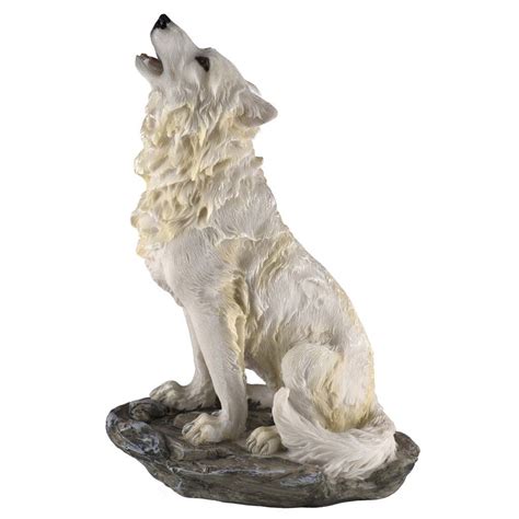 White Wolf Sitting Howling Figurine Statue 8h Wolf Sculpture Wolf