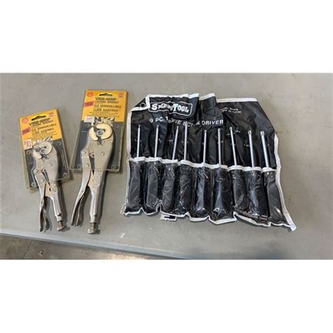 New Old Stock Locking Vice Grips And 9 Piece Torque Screwdriver Set