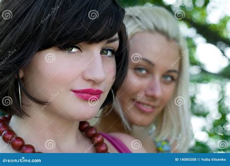 Portrait Of Two Young Women Stock Photo Image Of Hair Cute 14085508