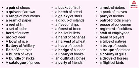 Collective Nouns Examples List