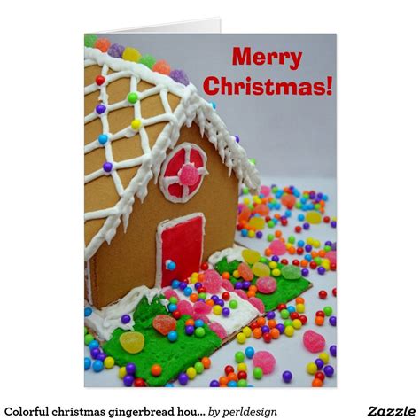 Colourful Christmas Gingerbread House Greeting Car Holiday Card