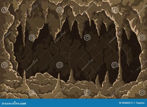 Cartoon Stalactites And Stalagmites Cave Limestone Rocks Natural