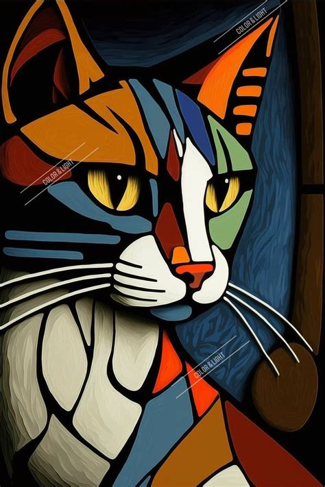 Picasso Cat Picasso Style Abstract Cat Art Digital Download Abstract