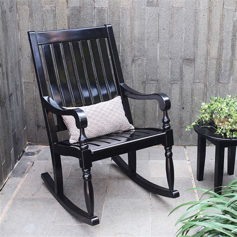 Bonn Solid Wood Black Outdoor Rocking Chair Cambridge Casual