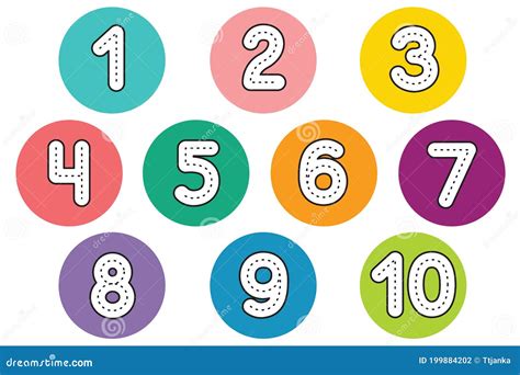 Letra Divertida Para Niños Con Números Blancos En Círculo De Color