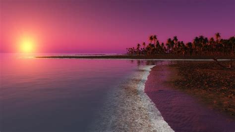 Pink Sunset Over The Sea Wallpaper Nature And Landscape Wallpaper