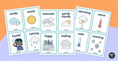 Weather Vocabulary Cards Teach Starter