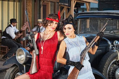Attractive Female Gangsters With Guns Royalty Free Stock Photos Image