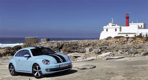 2012 Volkswagen Beetle Light Blue With Stripes Front Car Hd