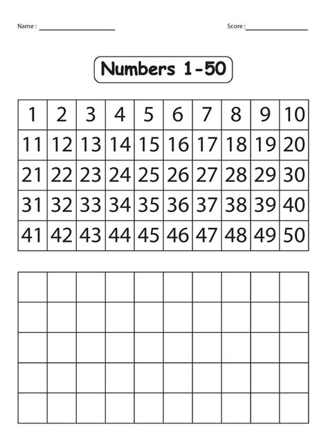 Free Printable Number Chart 1 50 Printable Templates