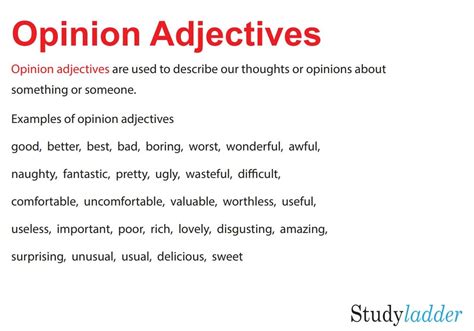 Adjectives Of Opinion Ficha Interactiva Images