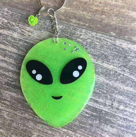 Alien Keychain Neon Green Etsy