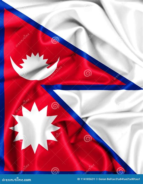 3d Waving Flag Of Nepal In The Wind Stock Illustration Illustration