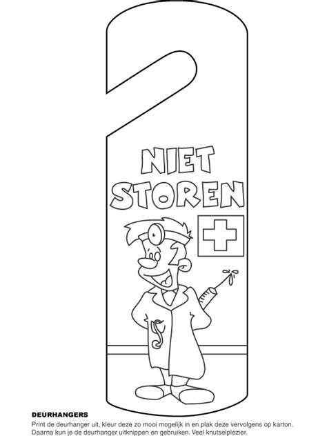 Kleurplaat Niet storen deurhanger Kleurplaten.nl
