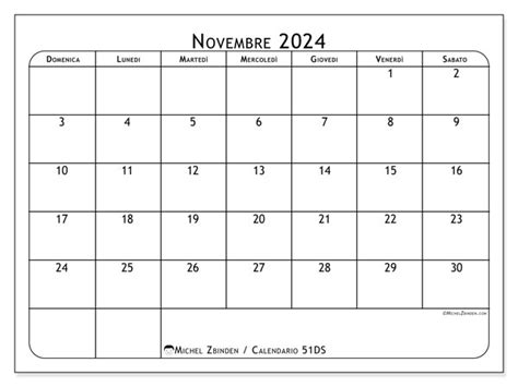Calendario Novembre 2024 51ds Michel Zbinden It