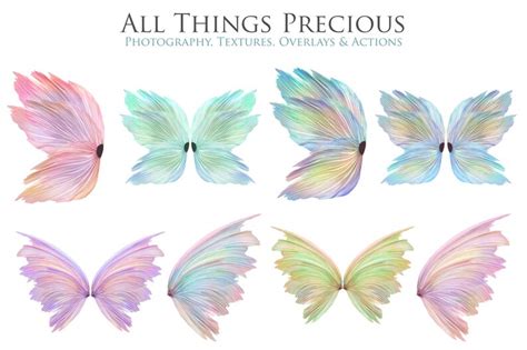 24 Png Overlays Pretty Fairy Wings Set 1 Digital Fairy Etsy