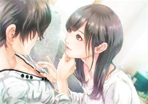 Wallpaper Anime Couple Romance Semi Realistic Cute Brown Hair Wallpapermaiden