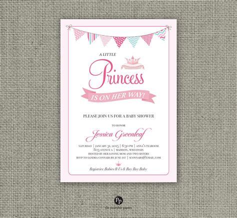 Printable Princess Baby Shower Invitation Card Digital Etsy Baby