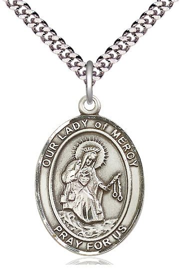 Our Lady Of Mercy Medal In Fine Pewter 34 Tall Your