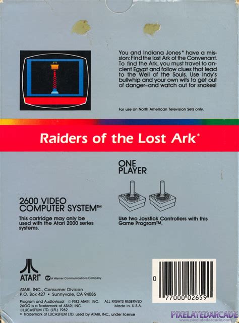 Raiders Of The Lost Ark Cover Art Back Cover Pixelatedarcade