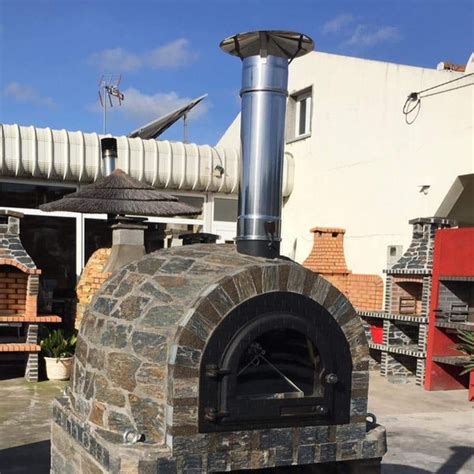 Traditional Wood Fired Brick Pizza Oven Stainless Steel Chimney And Ca