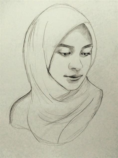 Hijab Sketch Pencil Art Drawings Drawing Sketches Hijab Drawing