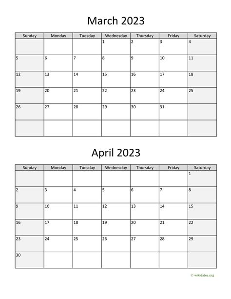 March And April 2023 Calendar Get Latest Map Update