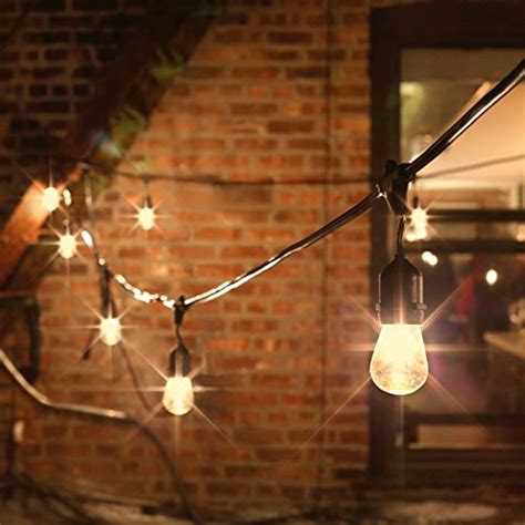 Outdoor String Lights 48 Ft Glass Edison Bulbs 15 Hanging Sockets