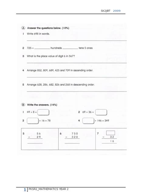 Mathematics Year 2 Pdf