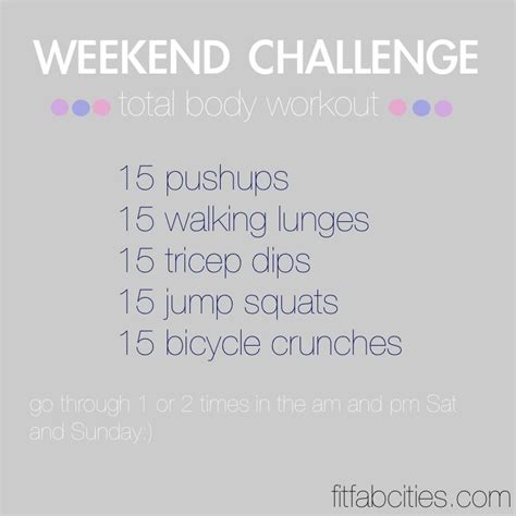 Weekend Challenge Weekend Workout Healthy Fitness Total Body Workout