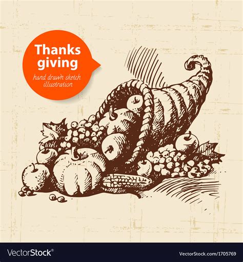 Hand Drawn Vintage Thanksgiving Day Sketch Vector Image