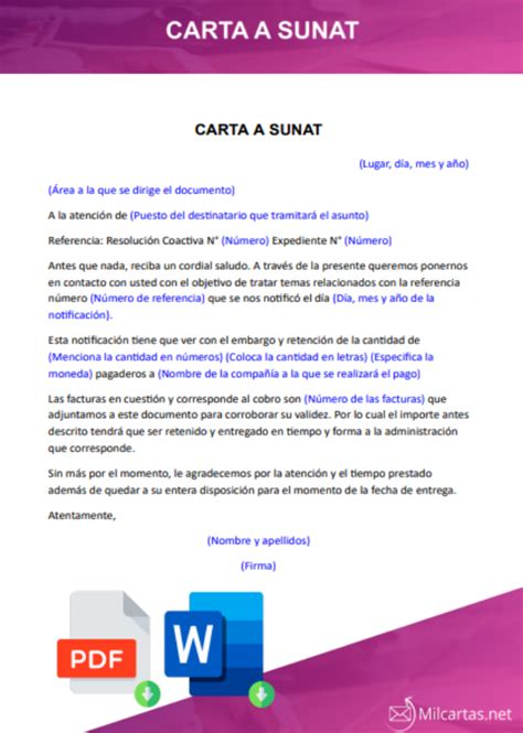 Formato De Carta A Sunat Para Descargar Word Gratis