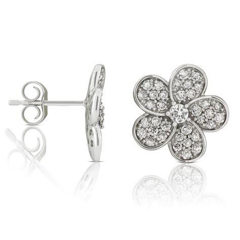 Five Petal Pavé Diamond Flower Stud Earrings 14k Ben Bridge Jeweler