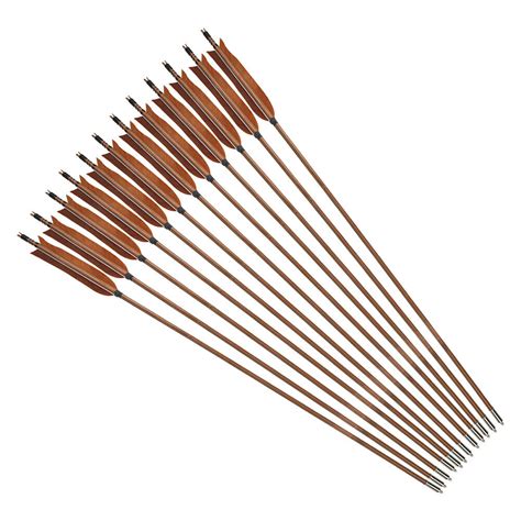 12pk Traditional Archery Bamboo Arrows Self Nock 62 Turkey Feather