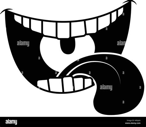 Cartoon Smile Mouth Lips With Teeth And Tongue Silhouette Vector