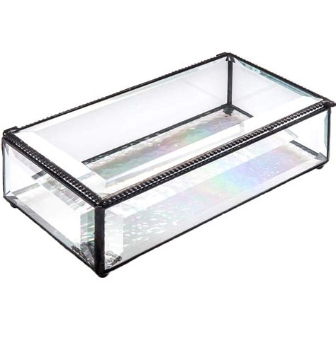 J Devlin Box 830 Large Clear Beveled Glass Jewelry Keepsake Box Home Decor Display Glass