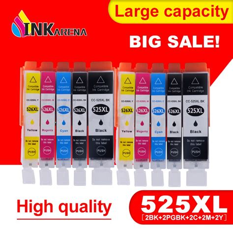 5 single inks, up to 9600dpi, min 1pl quality. 10PCS PGI 525 CLI 526 ink Cartridges for Canon PIXMA Cartridge iP4850 iP4950 MG5150 MG5250 ...