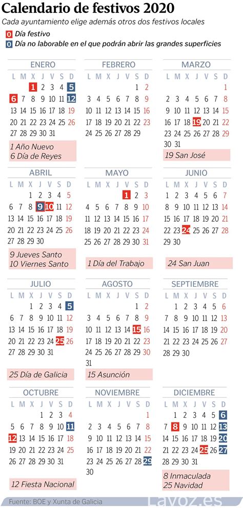 Calendario Laboral 2020 Festivos Nacionales