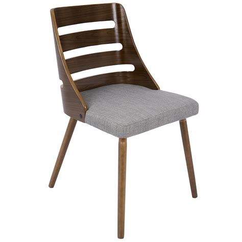 Lumisource Trevi Mid Century Modern Dining Chair In Grey Fabric And