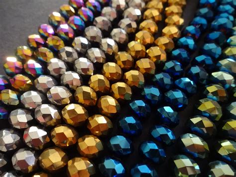 Five Pack Of 72 Electroplated Faceted Rondelle 8x6mm Glass Beads