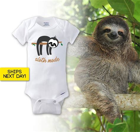 Sloth Mode Onesie Sloth Onesie Cute Sloth Baby Sloth Etsy