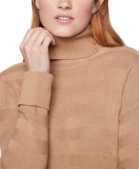 Bcbgeneration Cotton Textured Knit Turtleneck Sweater Macys