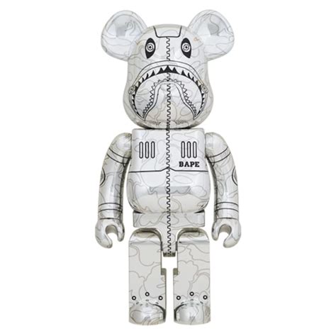 bearbrick x bape x hajime sorayama camo shark 1000 silver gallery cdmx