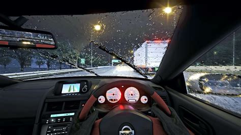 4K Night Drive In HEAVY Rain Through Tokyo Shutoko Expressway